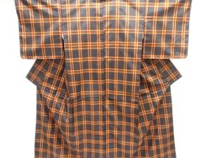 格子織り出し米沢紬着物アンサンブル